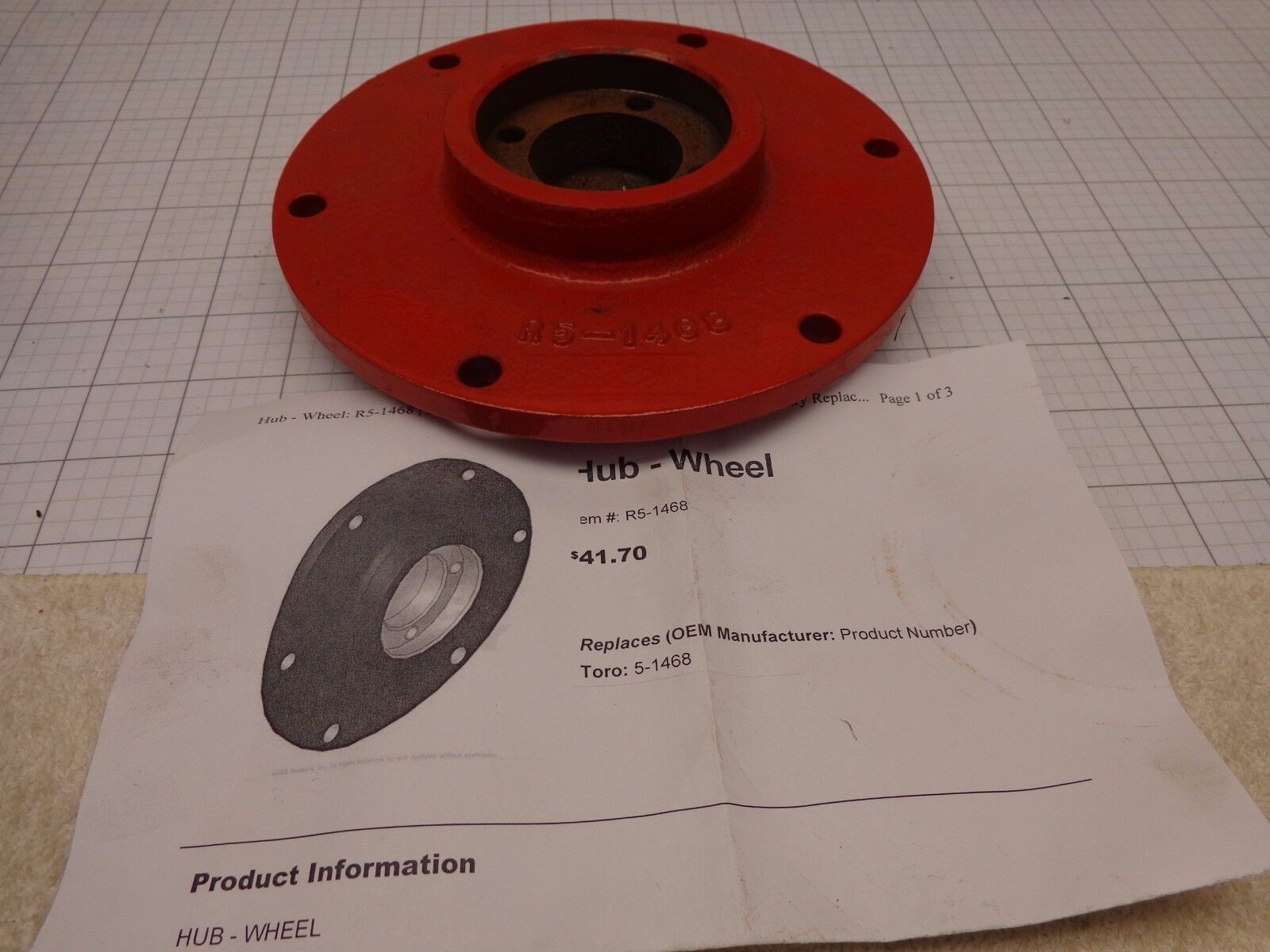 R&R R5-1468 Wheel Hub Replaces Toro 5-1468 Has Rust read below ...