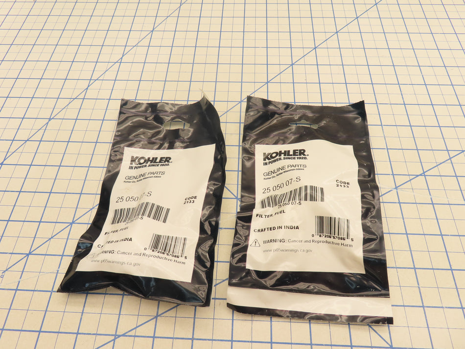 Kohler 25-050-07-S In Line Fuel Filter 75 Micron 2 Pack Factory Sealed